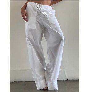 Local European Wide Leg Multi Pocket Pant White Double pannel front pocket Cargo